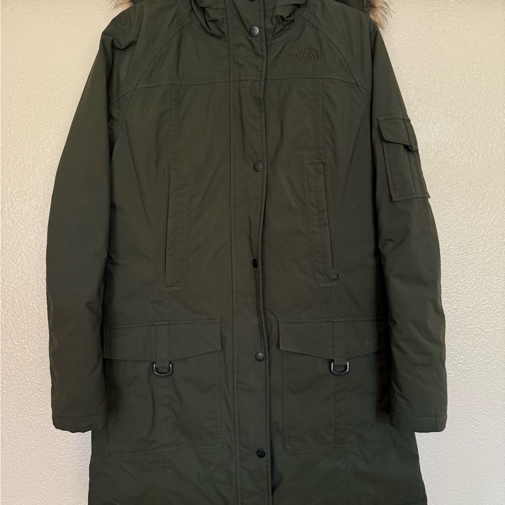 The North Face Army Green Insulated Long Jacket